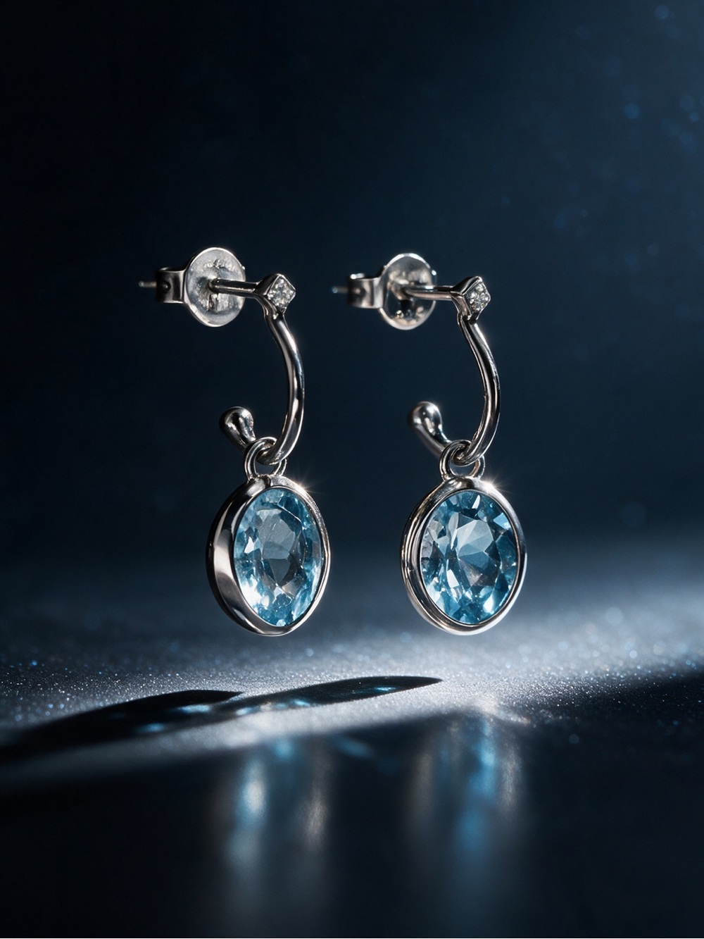 Blue Topaz Drop Earrings, Sterling Silver